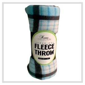 Home Collection Fleece Throw Blue Black Gray Cream 50”x 60”